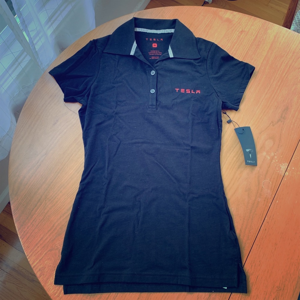 NEW Tesla Motors black women’s polo size M